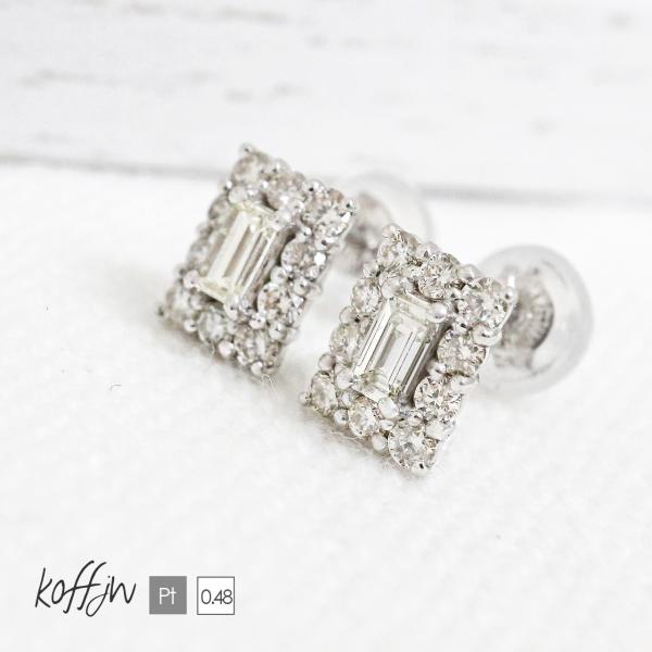 バケットカット　ダイヤモンド　ピアス　プラチナ K18YG 0.8ctUP ジュエリー バケット ダイヤモンド ピアス