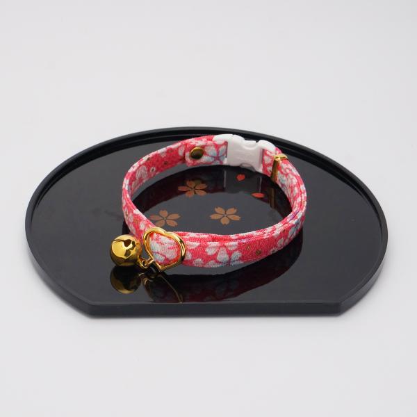 猫用 首輪 ハンドメイド セーフティバックル使用 ３サイズから選べる 江戸猫首輪 大輪の桜 ピンク 猫の手づくり首輪 こげねこ 通販 Yahoo ショッピング