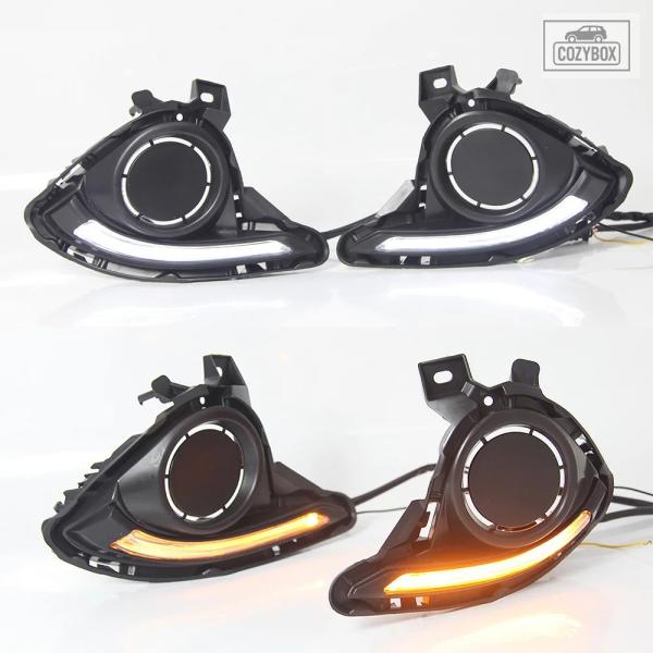 並行輸入品 車 LED デイタイムランニングライト マツダ 2 Mazda2 デミオ 2015 2016 2017 フォグライト DRL フォグランプ黄色