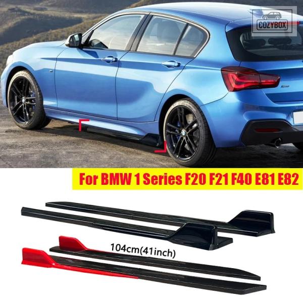 並行輸入品 BMW アクセサリー 1シリーズ F20 F21 F40 E81 E82 E87 E88  41インチ サイドスカート グロスレッドブラック ABS