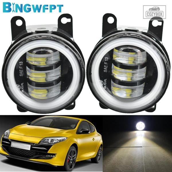 並行輸入品 デイタイムランニングライト/ フォグランプアセンブリ H11  LED  12V エンジェルアイ  ルノー メガーヌ3
