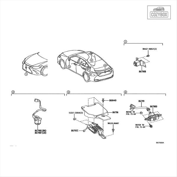 並行輸入品 #72B カー パーツ   アクセサリー  トヨタ  レクサス ES300H ES350 フロントビューカメラアセンブリ ブラック