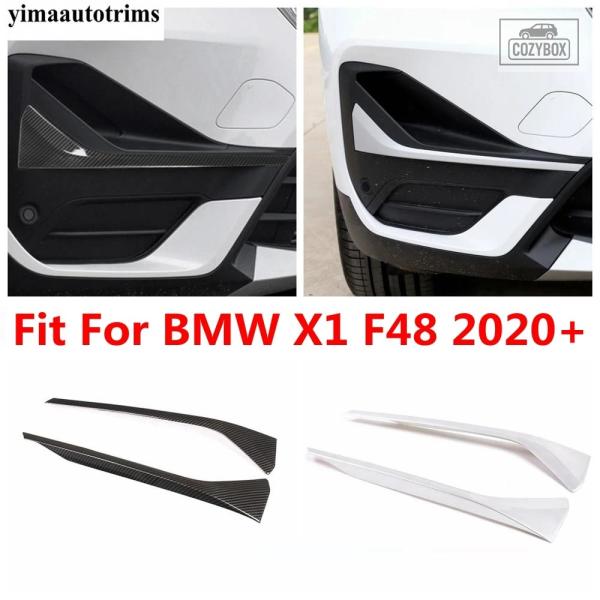 並行輸入品 BMW X1 F48 2020 2021用フロント バンパー フォグランプアイブロウ ストリップ  カバー トリム ABSクローム/