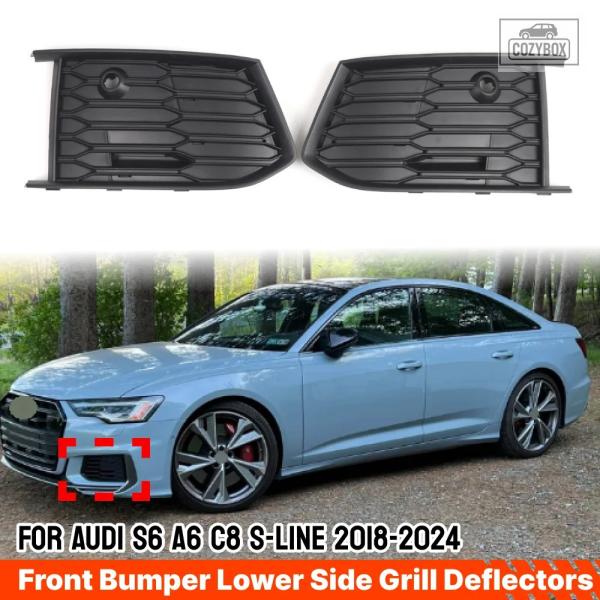 並行輸入品 アウディ S6 A6 C8 S-LINE 2019-2024 フロント バンパーアンダー フォグランプ グリル 1ペア 車用 フォグランプ