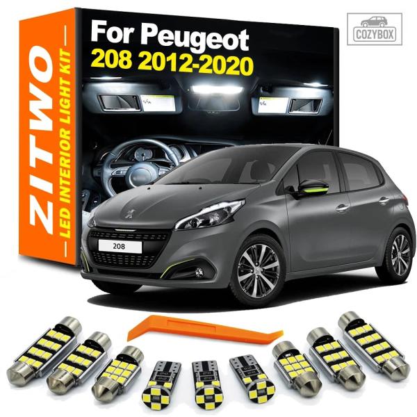 並行輸入品 8 個車内 LED 電球キット プジョー 208 2012 - 20 ドーム地図読書トランクランプ