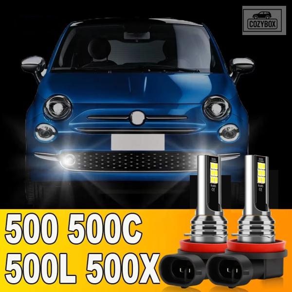 並行輸入品 フィアット 500 500C 500L  2007-2018 2008 - 17 用 LED フロント フォグランプバルブ 2個セット