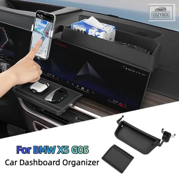 並行輸入品 カーセンター コンソール ダッシュボード収納ボックス中央オーガナイザートレイ電話ブラケット アクセサリー BMW X5