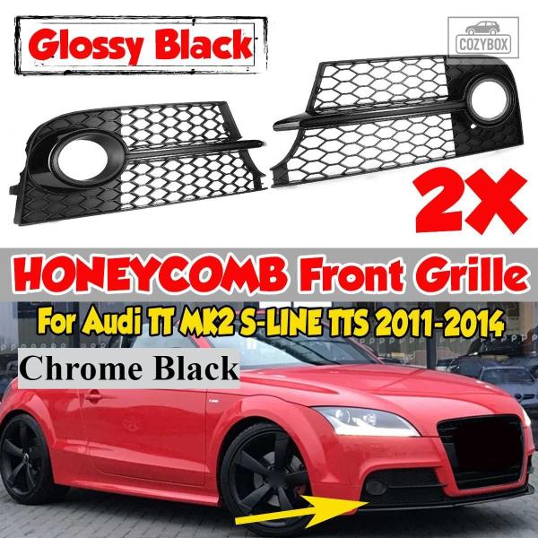 並行輸入品 ペア車フロント フォグランプ グリル カバー アウディ TT MK2 S ライン TTS 2011 - 14 ハニカムメッシュ