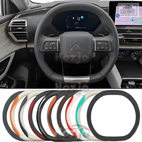 並行輸入品 レザー製カー ハンドル カバー シトロエン C4X C5X C5 エアクロス e-ベルランゴ C4 2021 - 24 カー アクセサリー