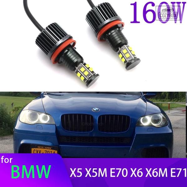 並行輸入品 エンジェルアイリング LED ヘッドライトバルブ ホワイト BMW X5 X5M E70 X6 X6M E71 2007-2011 デイタイムライト