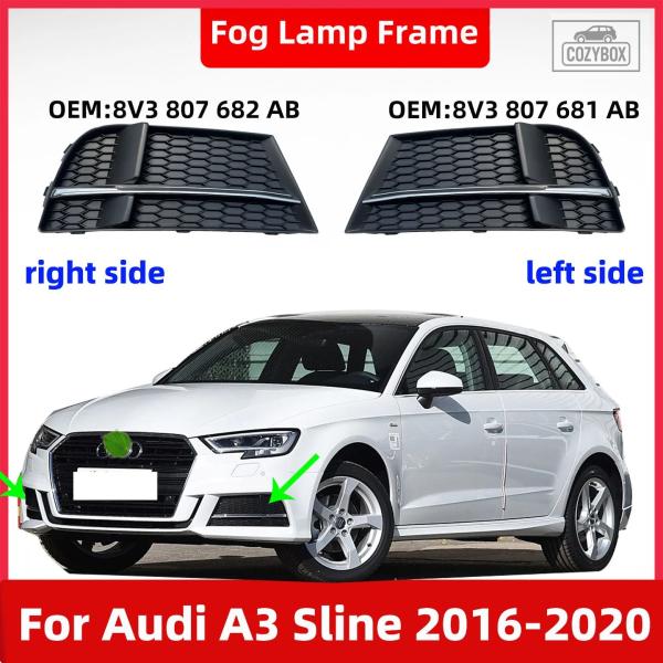 並行輸入品 2016 - 2020 アウディ A3 8V スポーツ フォグランプ フレーム グリル バー メッシュ グリル フォグランプ カバー