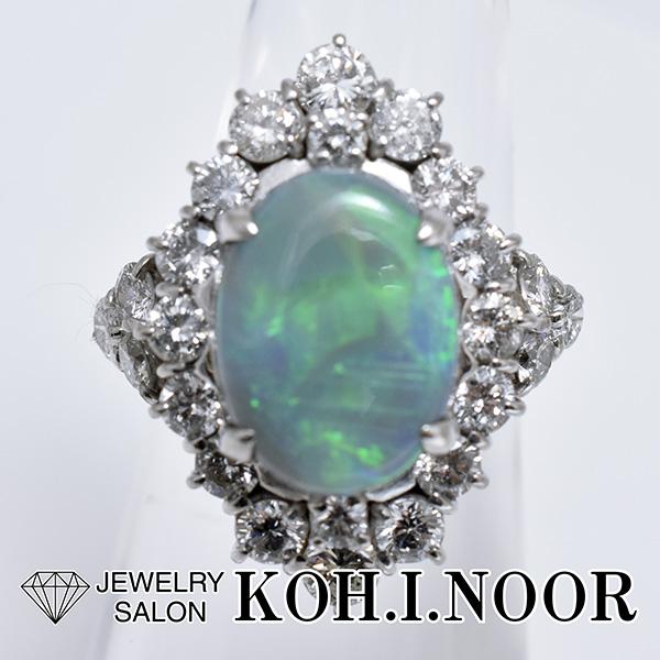 ブラックオパール 3.52ct ダイヤモンド 1.95ct プラチナ Pt900 リング 