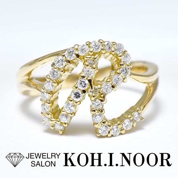 イニシャル 「R」 ダイヤモンド 0.305ct 18金イエローゴールド K18YG 