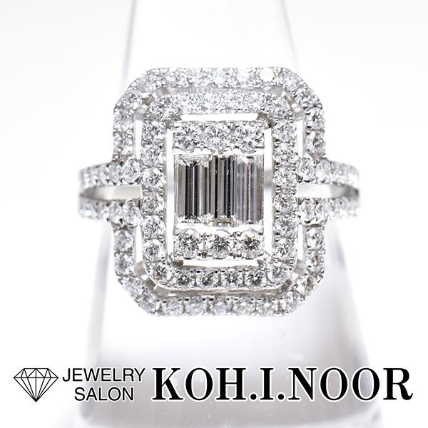 ダイヤモンド 1.39ct 18金ホワイトゴールド K18WG リング 12号