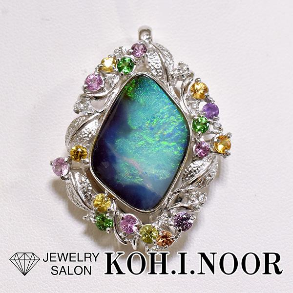 ボルダーオパール 12.35ct ダイヤモンド 0.19ct サファイア