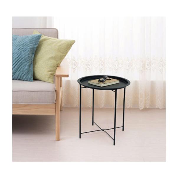 ◇◇ 【特長】 ●ソファの横などに使える簡易スタンドトレーです 【仕様】 ●サイズ：約幅38×奥行38×高さ42cm ●重さ：約960g ●甲板の表面材：金属(スチール) ●表面加工：エポキシ樹脂塗装(粉体塗装) ●脚部上部キャップ：塩化ビ...