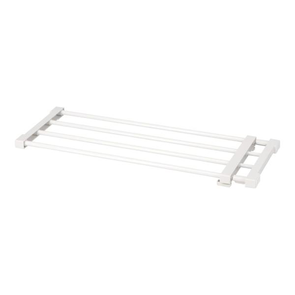 ◇◇ 【特長】 ●トイレなどの追加棚に ●伸ばした部分も棚だからたっぷり収納 【仕様】 ●カラー：ホワイト ●Mサイズ ●取り付け寸法（約）：65〜95cm ●棚全奥行（約）：24cm ●棚奥行（約）：23cm ●耐荷重：27〜13kg ※...