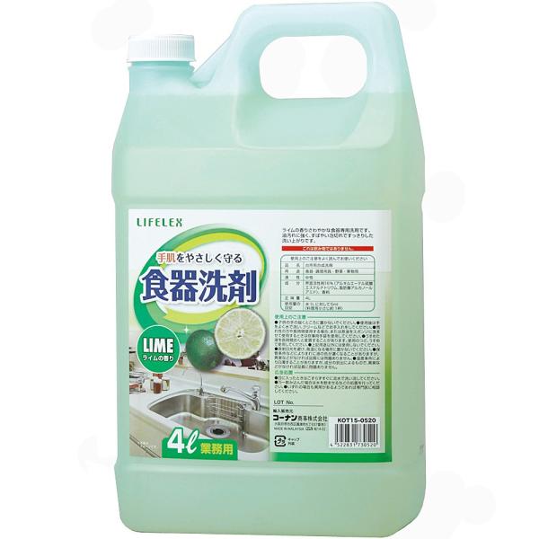 ◇◇ ●油汚れに強く、すばやい泡切れですっきりした洗い上がりです。 ●液量：中性 ●成分：界面活性剤１６％（アルキルエーテル硫酸エステルナトリウム、脂肪酸アルカノールアミド）粘度調整剤、ＰＨ調整剤、香料、保存料 ●正味量：４Ｌ ●使用量の目...