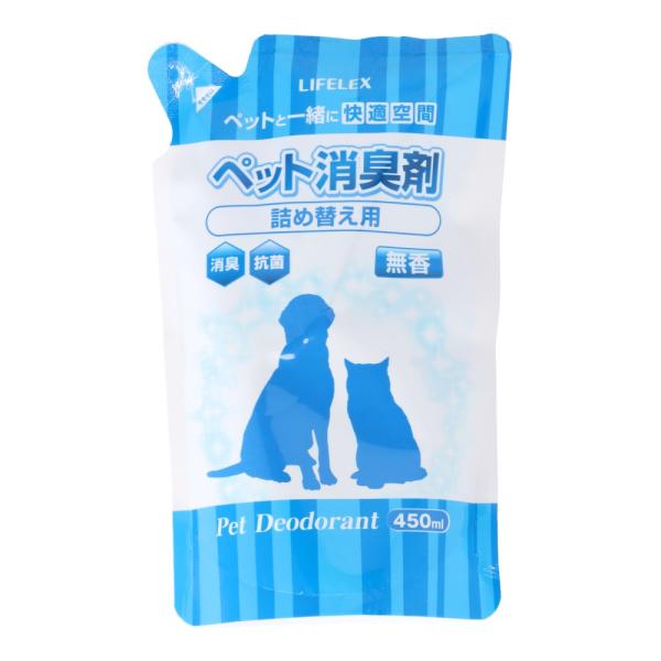 ◇◇ 【特長】 消臭・抗菌 【仕様】 ●詰め替え用 ●無香タイプ ●内容量（約）：450ml ●成分：精製水、消臭剤、界面活性剤 【用途】 ●ペットが、カーペット・畳・ソファー・布団などを汚した場合には濡れた布で汚れを拭き取った後、スプレー...