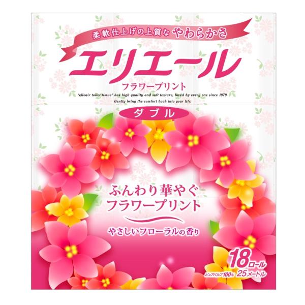 ◇◇ 【サイズ】パック寸法（縦×横×高さ）２１０×３３０×３５０ 【特長】 ●さりげなく華やかな、やさしい花柄のプリント ●優雅な花の香り ●パルプ１００％ 【仕様】 ●パルプ１００％ ●25m18R入り ●サイズ：パック寸法(縦×横×高さ...