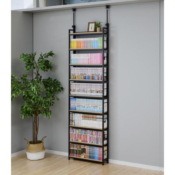 新品未使用箱不良 山善 RTF-6025(OAK/SBK)つっぱりフリーラック 山善