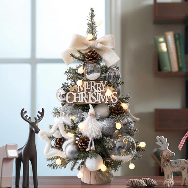クリスマスツリー 卓上 ミニツリー 卓上ツリー LEDライト付き クリスマス飾り オーナメント付き 高級 雰囲気 商店 部屋 プレゼント 爆買