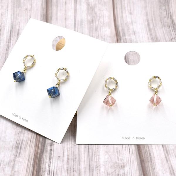 ピアス レディース 揺れる 可愛い クリア キューブ ブルー ピンク 送料無料 0397 恋する雑貨屋 通販 Yahoo ショッピング