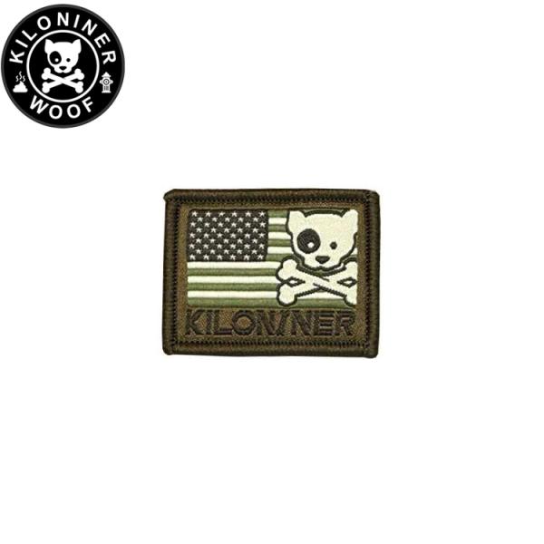 キロナイナー カスタマイズ用パッチ Mini Freedom Crossbones Dog and Logo Patch Tan/Green