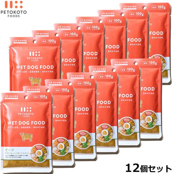 ペトコトフーズ PETOKOTO ウェットドッグフード ビーフ 100g×12個 国産