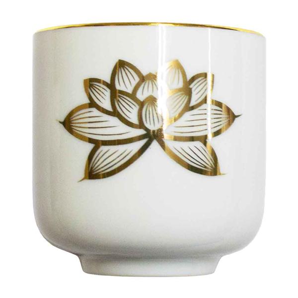 茶湯器 湯のみ ゆのみ 仏壇用 湯呑み 金ハス 白地に金の蓮 1.8寸 茶湯器 湯のみ ゆのみ 仏壇用 湯呑み 金ハス 白地に金の蓮 1.8寸