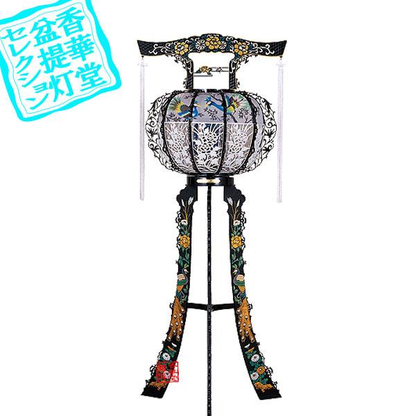 盆提灯 大型霊前灯 鳳105号 黒 回転筒付 PC製 高さ120cm×幅42cm {AS 
