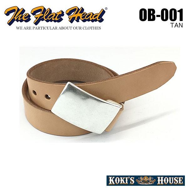 フラットヘッド（THE FLAT HEAD）プレートバックルベルト OB-001（TAN）