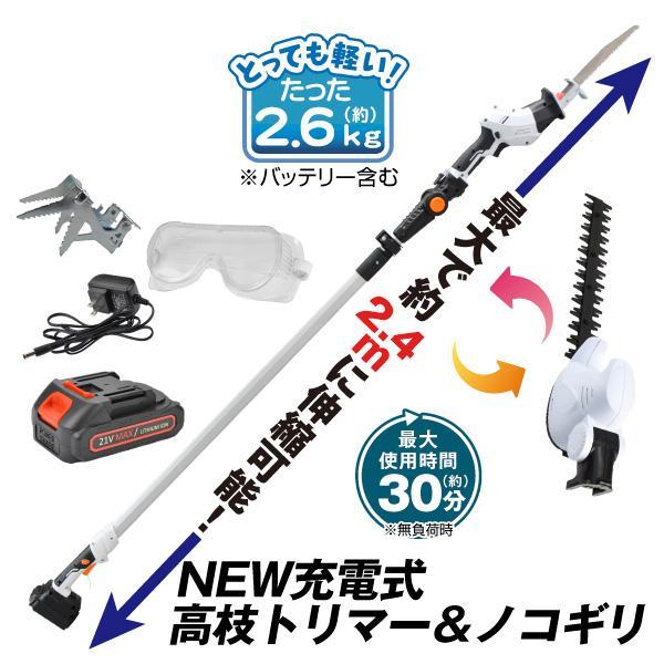 国華園 即納 ノコギリ ヘッジトリマー 電動 充電式 高枝 高枝切り