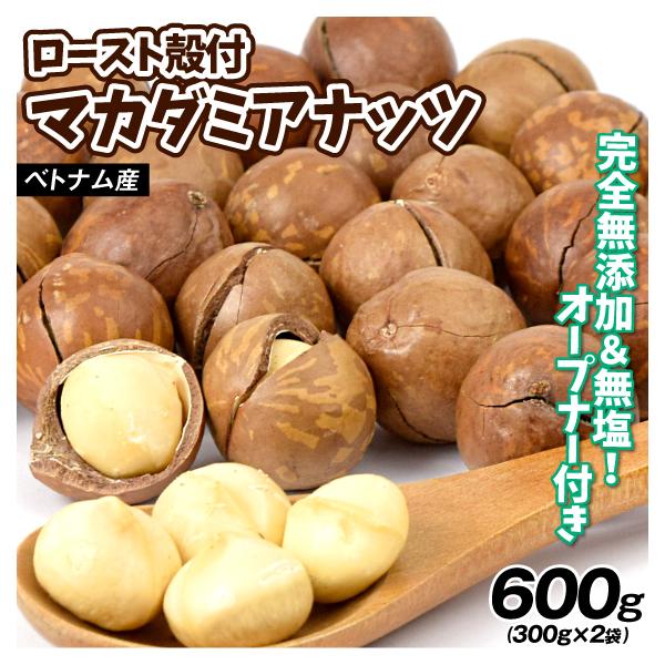 殻付き マカダミアナッツ 300g×2袋 ベトナム産 600g 無添加 食塩不使用 オープナー付き 送料無料 ポスト投函 食品