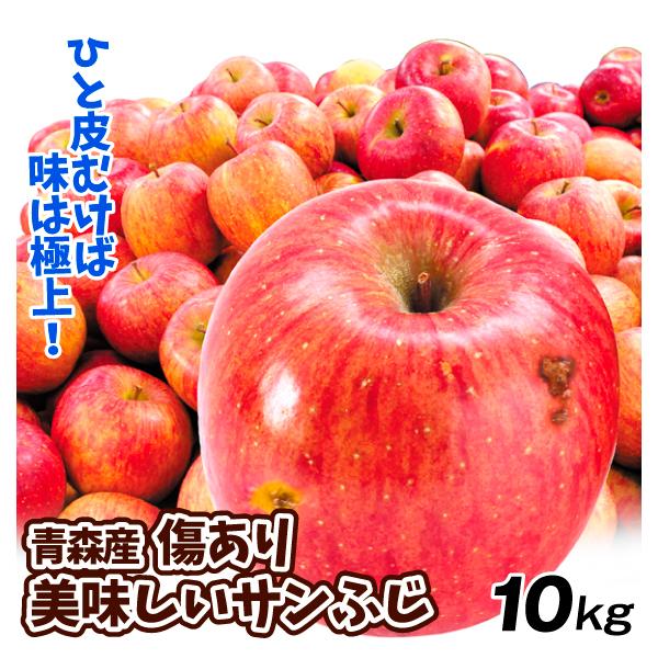 青森県産りんご「サンふじ」家庭用 キズ有 約10kg(5kg×2箱) りんご 青森産 傷あり美味しいサンふじ 10kg ご家庭用 送料無料