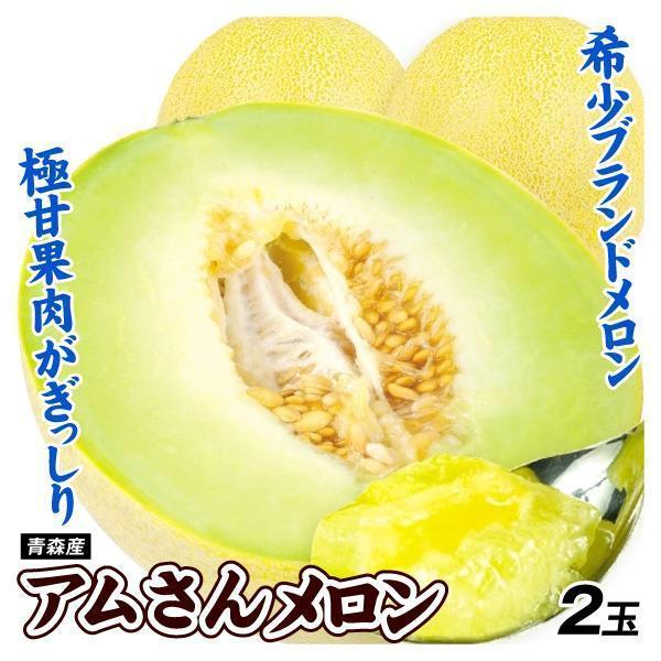 メロンさま メロン アムさんメロン 2玉 青森産 ゆうか 冷蔵便 送料無料 食品
