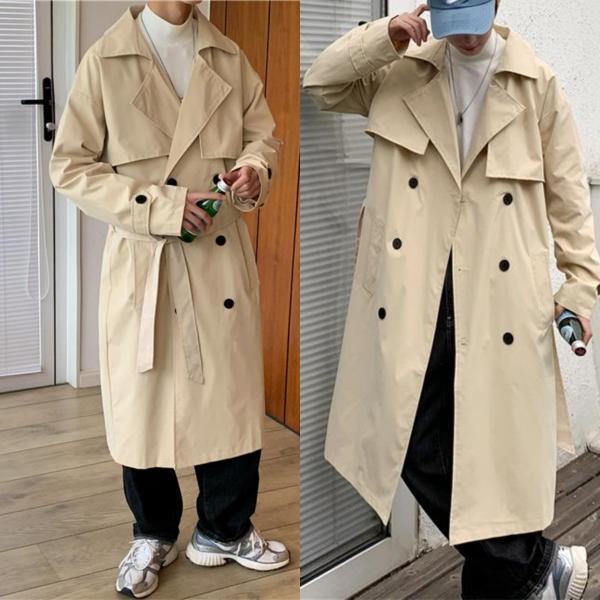 コート メンズオーバーコート ロング トレンチコート ダスターコート ビジネス ワーク カジュアル 無地 ボタン留め 男子 アウター 春秋 通勤 外套 上着