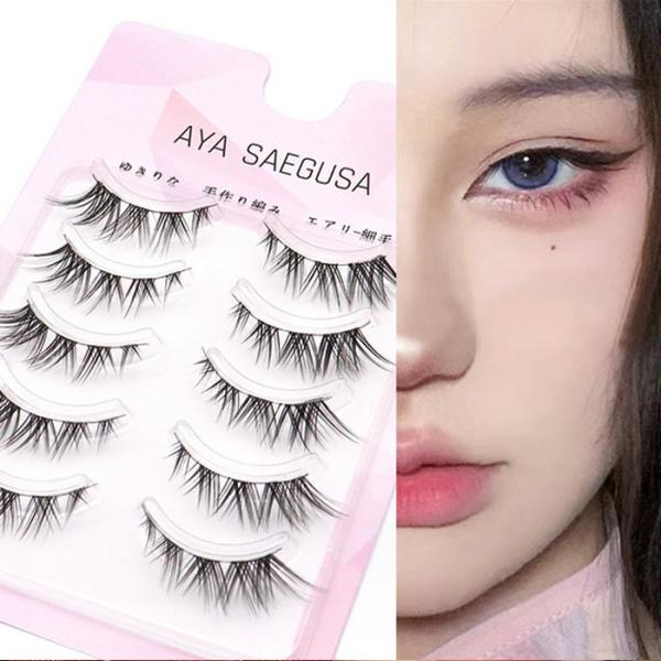 アジアンの魅力的な瞳を引き立たせる！切れ長タイプのつけまつ毛簡単にクールビューティーな目元を演出♪何度も使えるから経済的で普段エクステができない方でも1DAYで楽しめます♪【1セット/5ペア入り】・タイプ：ブラック(根本ブラック)、クリア(...