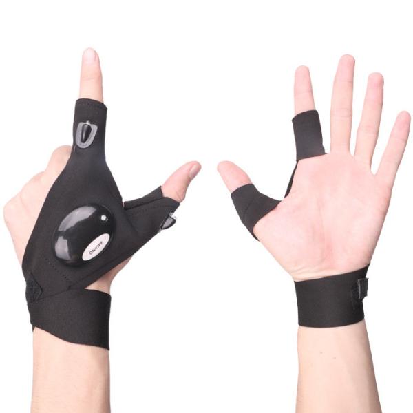 【ハンズフリーライト】ハンズフリーLED懐中手袋。 釣りやキャンプ、その他のアウトドア活動に十分な明るさ??のLED手袋ライト 【ボタン電池式】CR2016ボタン電池、手袋1つにつき２個使用。グローブの裏側にあるボタンで、簡単にオンまたはオ...