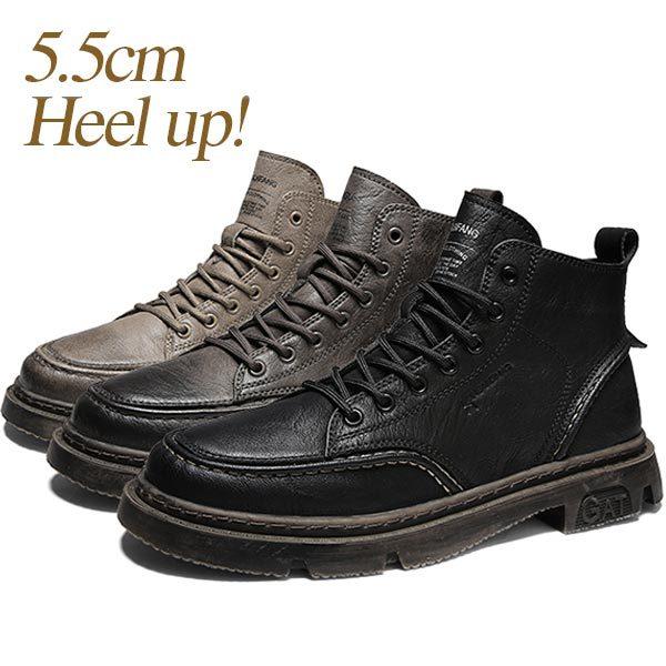 メンズ ブーツ レースアップ ショートブーツ ワーク スムース ステッチ ブラック グレー グレージュ 送料無料 身長5 5cmup Ox Bt J17 Kokoa 通販 Yahoo ショッピング