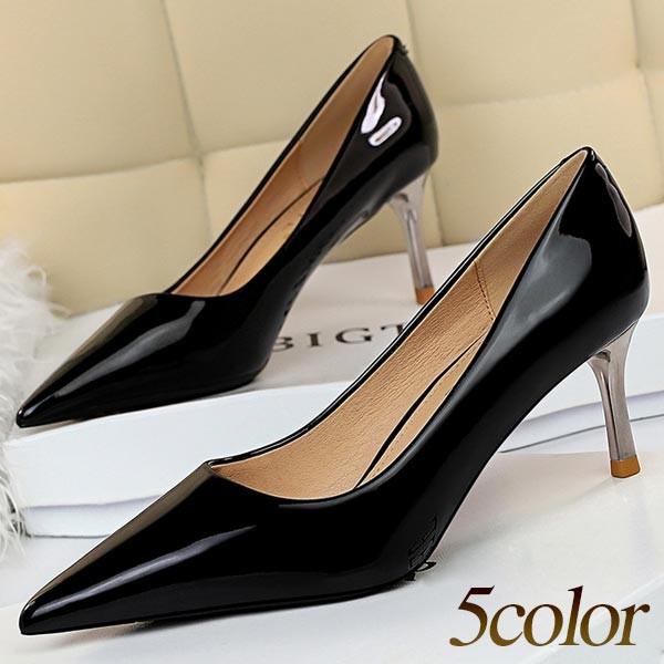 パンプス ポインテッドトゥ シンプル エナメル ブラック ホワイト ベージュ 送料無料 5cmヒール Ox Pp J03 5 Kokoa 通販 Yahoo ショッピング