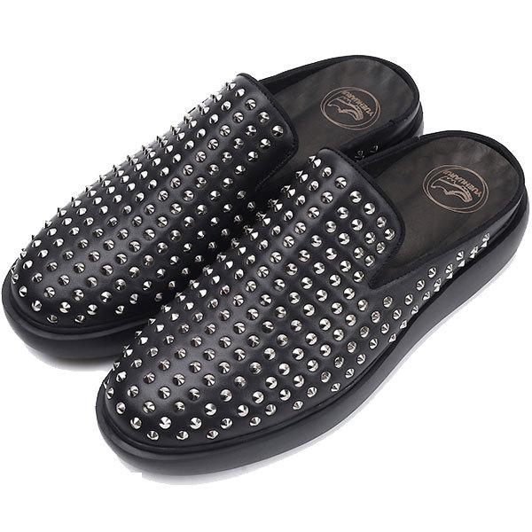 メンズサンダル レザーサンダル 本革 ソフトレザー つっかけサンダル スリッパサンダル リベット おしゃれ シンプル レジャー ブラック 送料無料 Ox Sd Stn1017 Kokoa 通販 Yahoo ショッピング