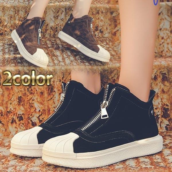 4 5ｃｍ身長ｕｐ 送料無料 スニーカー レディース フロントジッパー ハイカット 脚長 美脚 インヒール インソール スエード ブラック ブラウン Ztx Lsn J05 Kokoa 通販 Yahoo ショッピング