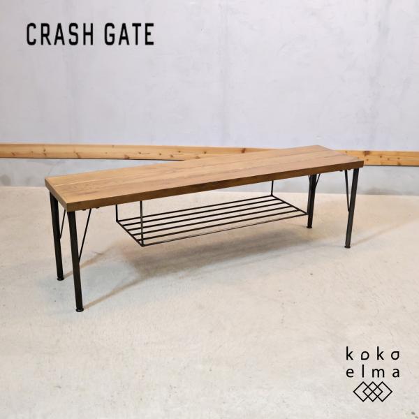 CRASH GATE(クラッシュゲート)/ノットアンティークスのGYPSY(ジプシー)ベンチです。オーク材にスチールを合わせたデザインはブルックリンスタイルやインダストリアルな空間に♪ Knot antiques CRASH GATE クラッシュゲート knot GYPSY ジプシー