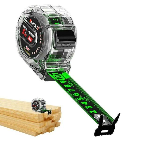 メジャー 巻き尺 5m 7.5m 10m 透明 目盛り 見やすい 高精度 蛍光 ステンレス製 DIY 防水 両面目盛 測り 距離測定器 ロック 落下防止 測定工具 小型 軽い 裁縫 洋