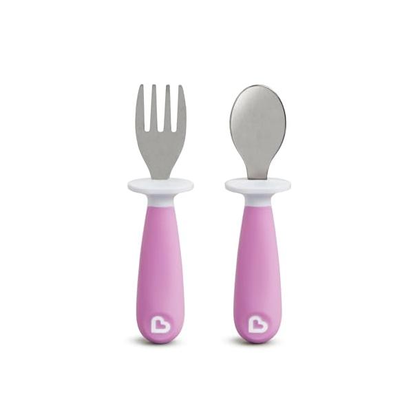 他サイト： マンチキン munchkin スプーン フォーク セット たべたくなーる ステンレスフォーク&amp;スプーン/パープル 子供 1歳 赤ちゃん FDMUの商品画像