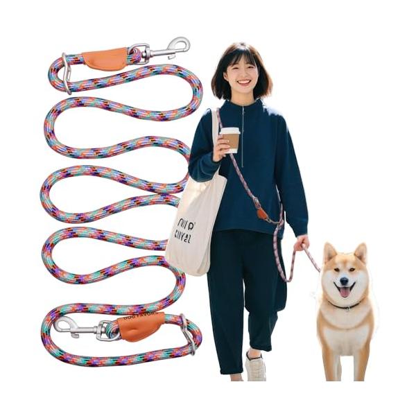 オレンジ×パープル/長さ240cm × 太さ1.2cm/-・Color:オレンジ×パープル・高耐久な登山ロープ素材で安心本製品は、登山用ロープと同じ高強度ナイロン素材を採用。直径1.2cmの頑丈な構造で、小型犬から大型犬（5kg〜50kg）...