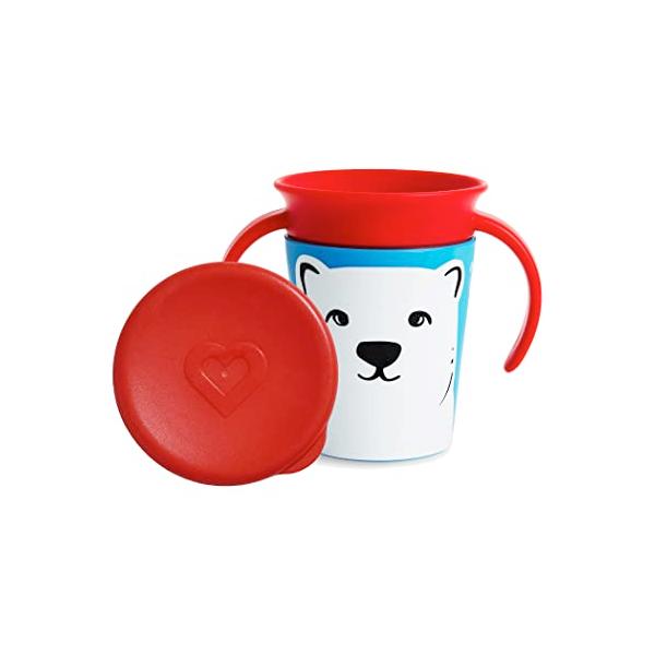 他サイト： munchkin マンチキン ハンドル付きミラクルカップ・ワイルドラブ ホッキョクグマ 子供 ベビーマグ コップ飲み練習 フタ付 こぼさない Fの商品画像