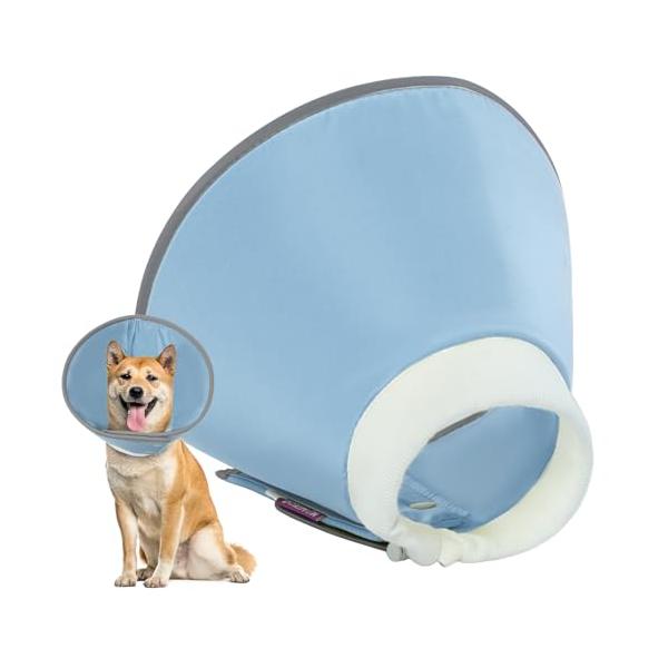 ブルー/L（首周り：33cm）/6474 Blue-L・Size:L（首周り：33cm）Color:ブルー・パッケージ個数:1・軽量でソフトな素材：このエリザベスカラー 犬の裏地はわずかな弾力性のあるEVA製で、表地は防水性があり、お手入れ...