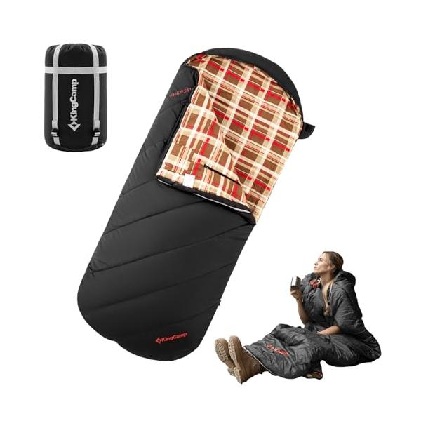 【特価セール】KingCamp 寝袋 ワイド 封筒型 フランネル生地 大人用 シ KingCamp 封筒型寝袋ワイドフランネル生地シュラフ大人用幅広